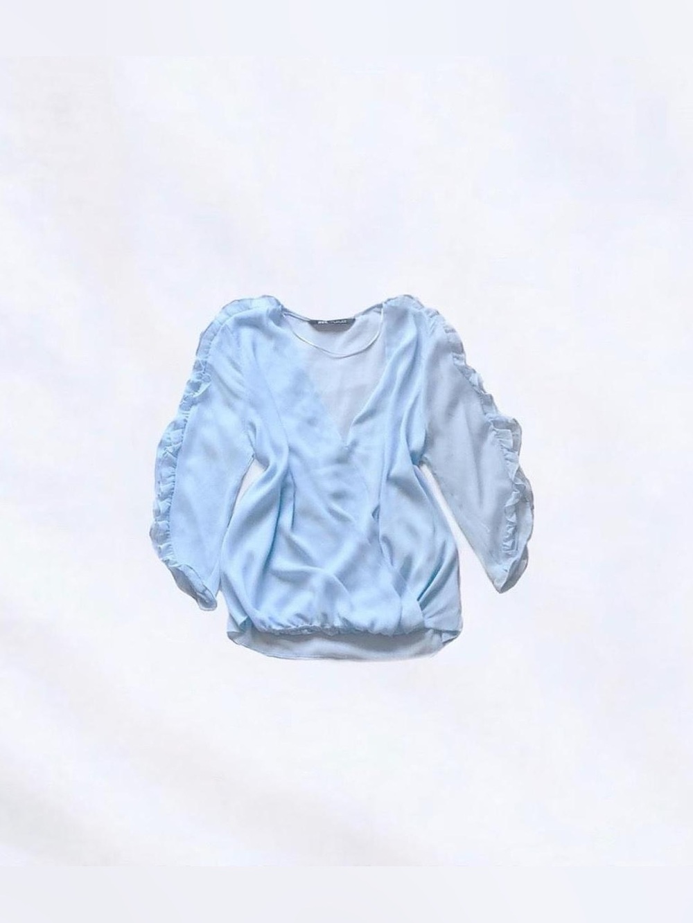 zara ⋆ sheer ruffle sleeve top